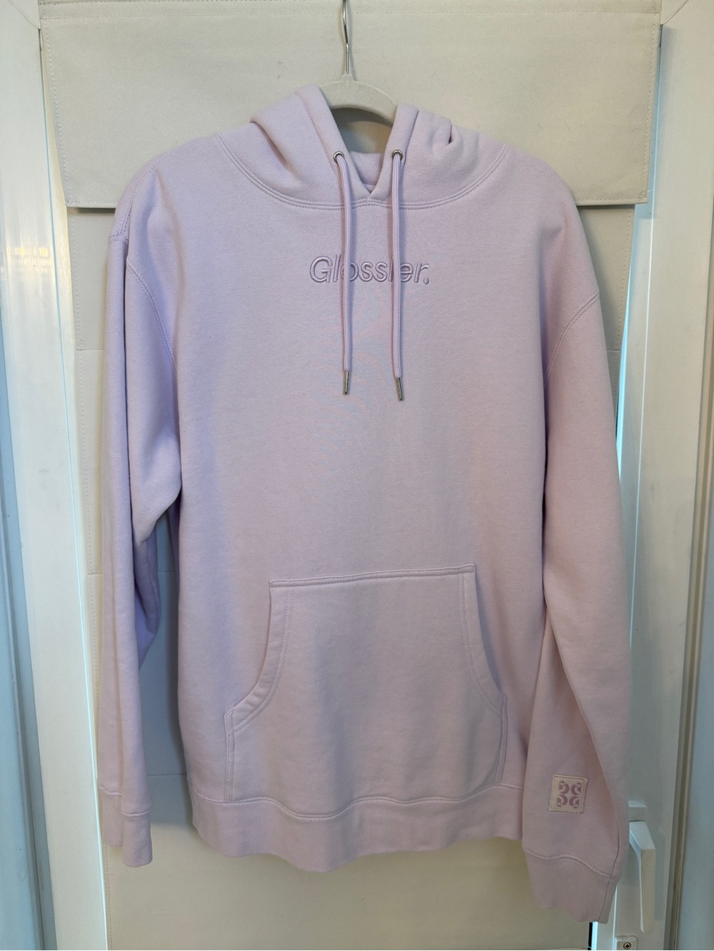 Glossier Lavender Logo Hoodie Sweater
